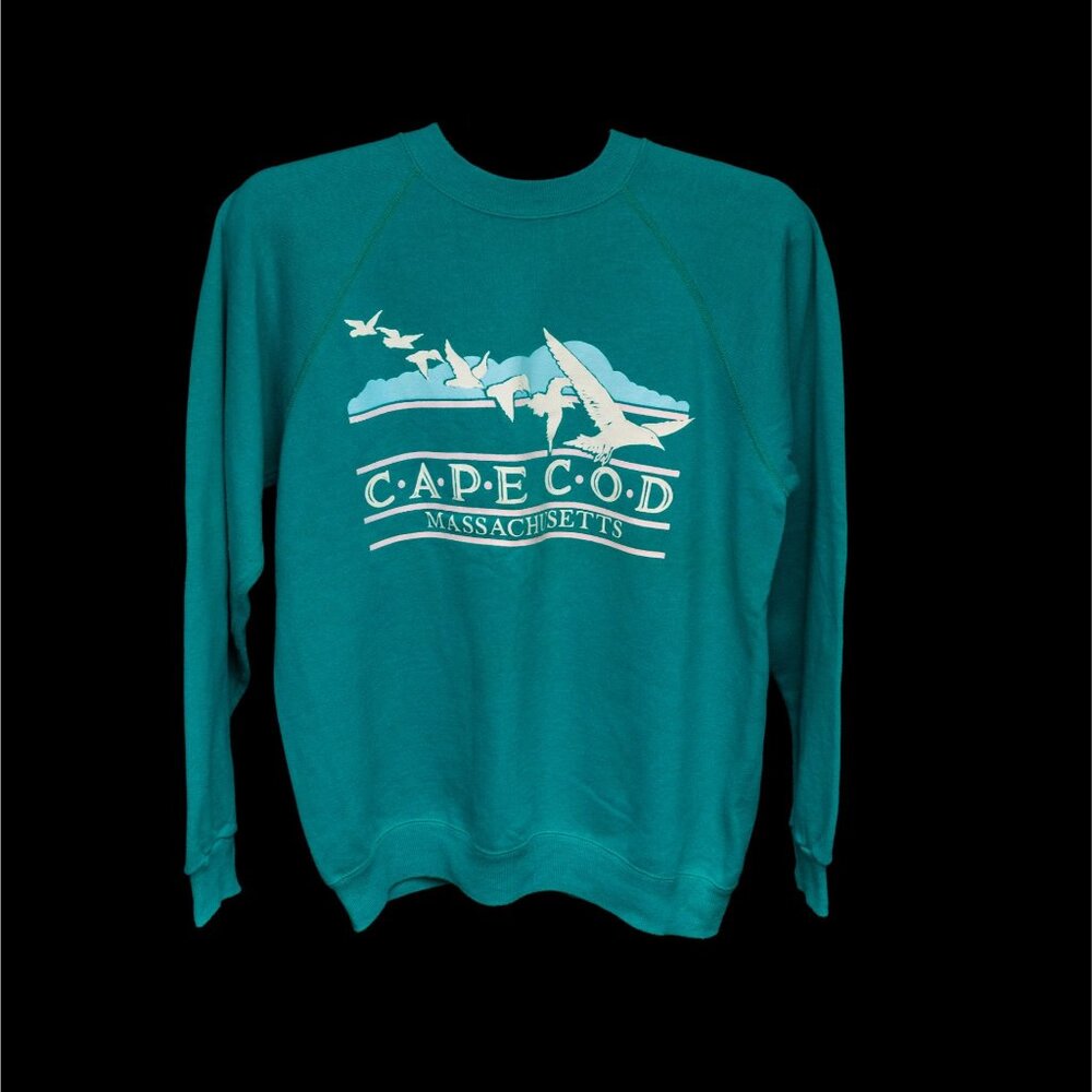 Vintage Cape Cod Massachusetts Crewneck Sweatshirt – Teal – Hanes USA Made – L 4
